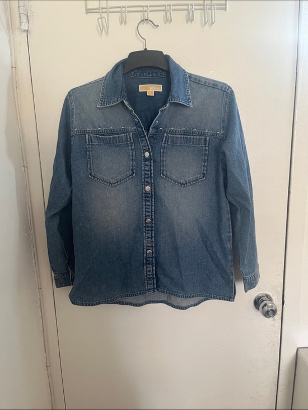 Michael Kors Faded Blue Denim Button-Up Shirt